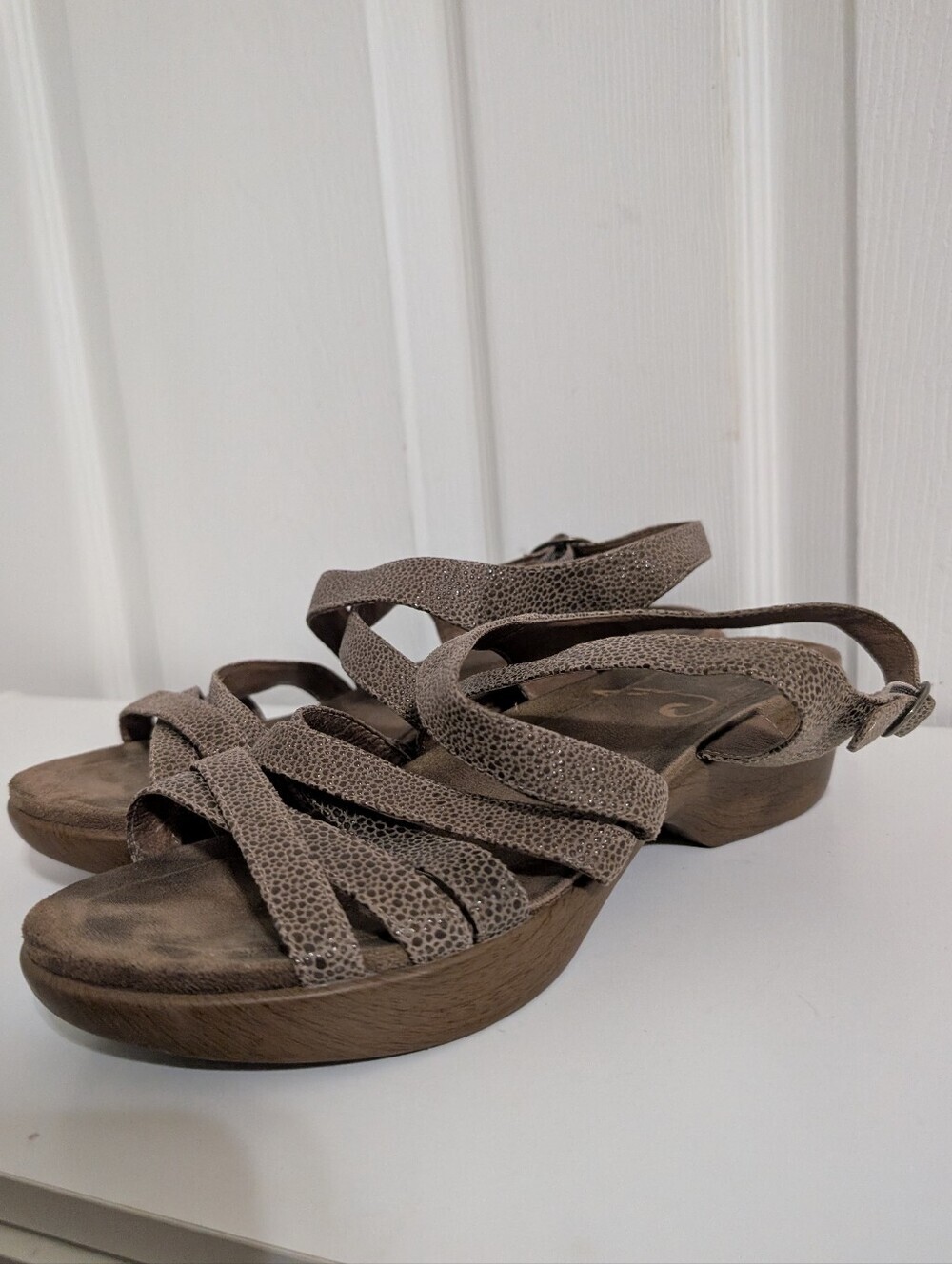 Dansko Womens Sandals Lolita Beige Tan Slingback Heel Size 40 (9.5-10)